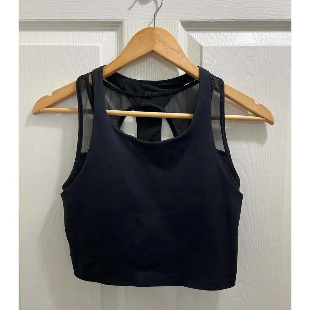 Lululemon Break Free Tank Size 6 Nulux Medium Support Black Activewear